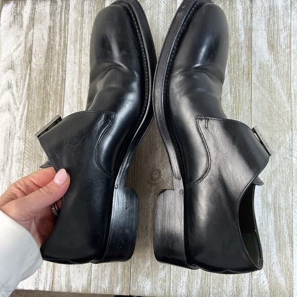 Bruno Magli Mens Sz 9 Black monk strap leather dress shoes Buckle Made In Italy main image 4
